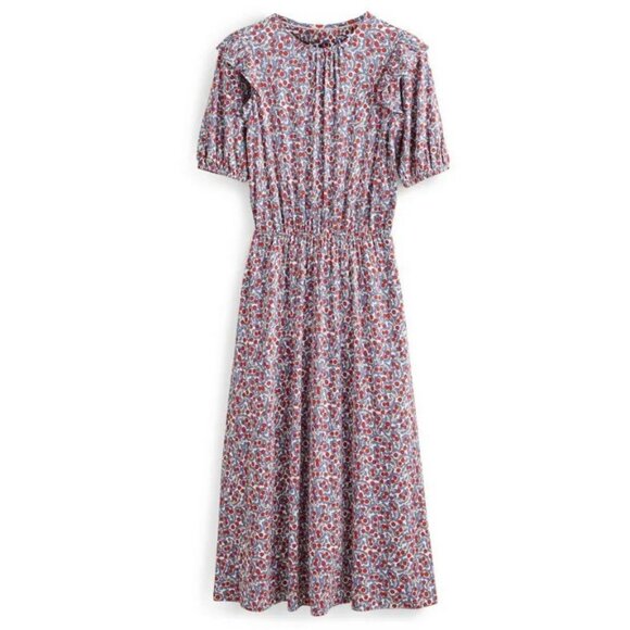 Boden sz. 10R Paisley Floral Flower Midi Dress Ruffle Prairie Knit Stretch - Picture 9 of 16